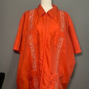 Haband Red Guayabera-Style Shirt with Palm Logo Size 3X